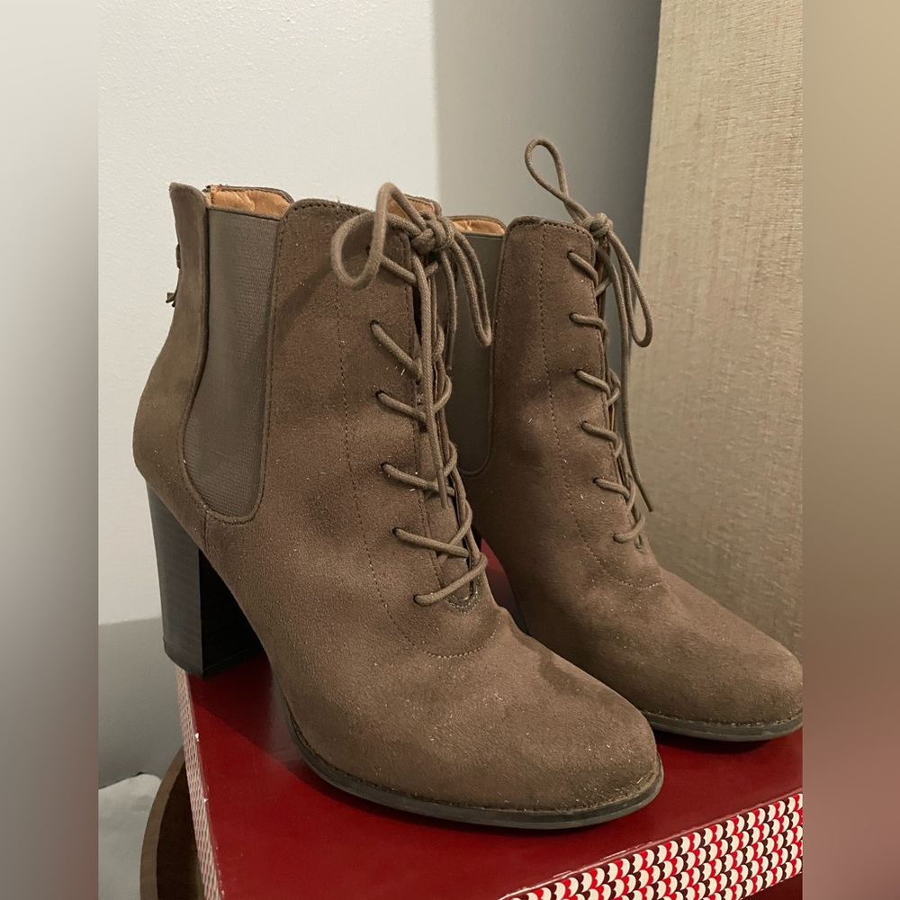 Taupe Suede Booties